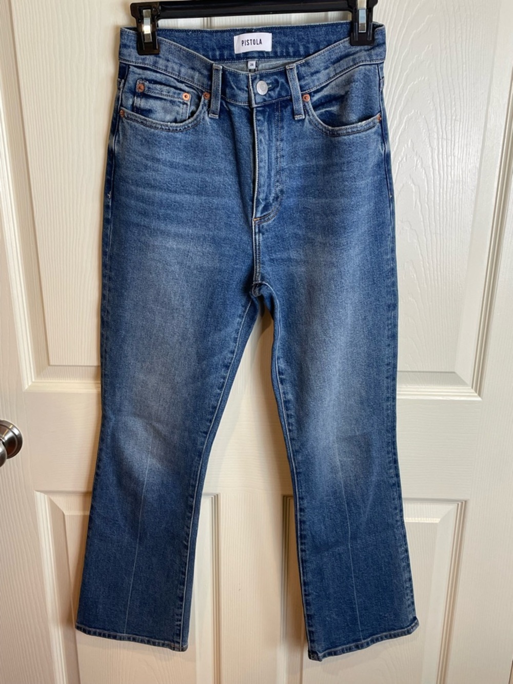 pistola Milano cropped Indigo Blue High-Rise Straight Jeans